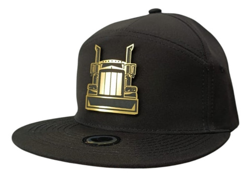 Gorra Plana Con Placa Premium 7 Gajos Negro Trailer Frente Ajustable