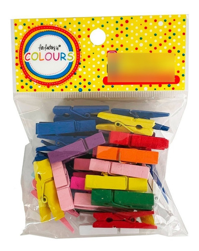 Broches De Color Colours De Madera Natural 3 Cm Bolsa X 36 U