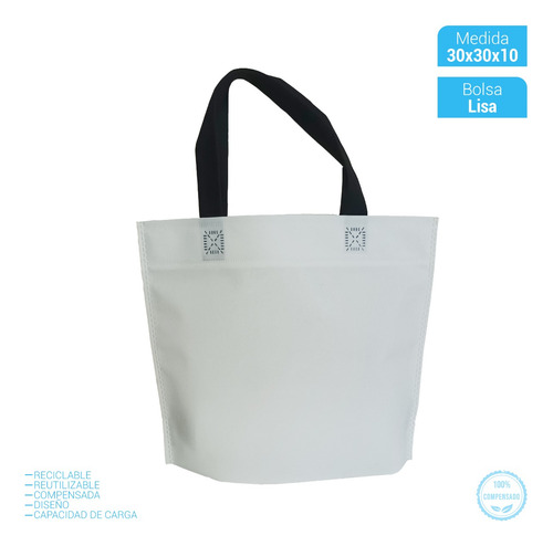 100 Ecobolsas Reutilizables Lisas 30x30x10 Cm.