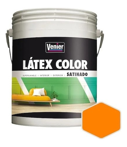 Latex Color Satinado Premium Venier X 1 Lts Color Naranja Energico