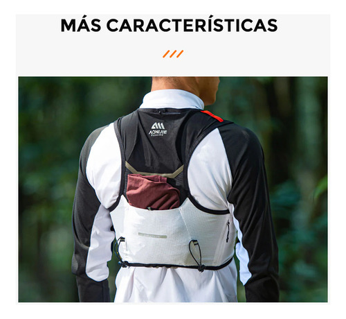 Chaleco Hidratacion 5lts Portabastones Trail Running Aonijie Negro/blanco Talle Xl