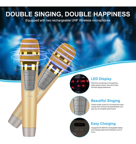 Karaoke Machine Rhm K666 With 2 Wireless Microphones