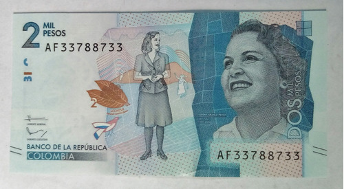 Billete 2000 Pesos Serial Radar Af33788733 02/ago/2016 Unc 