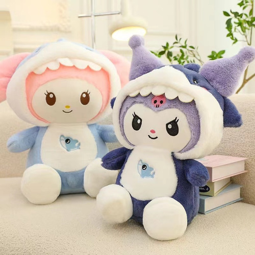 Tiburón Peluche Kitty 35cm Transformable Con Llavero Gratis Rosa