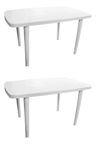 Kit con dos mesas rectangulares multiusos de plástico color blanco