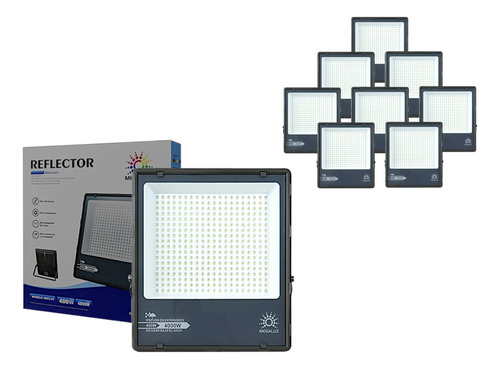 Reflector Led Luminaria 400w 44000lm Exteriores Ip65 8 Pzas