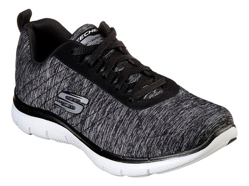 Zapatillas Skechers Flex Appeal 2.0 Black And White Mujer 