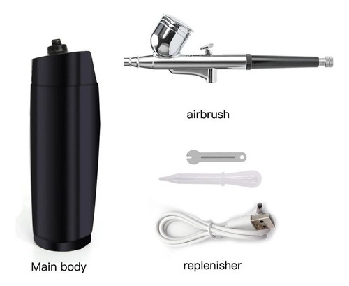 Kit Compressor Aerógrafo Usb Recarregável Airbrush Portátil