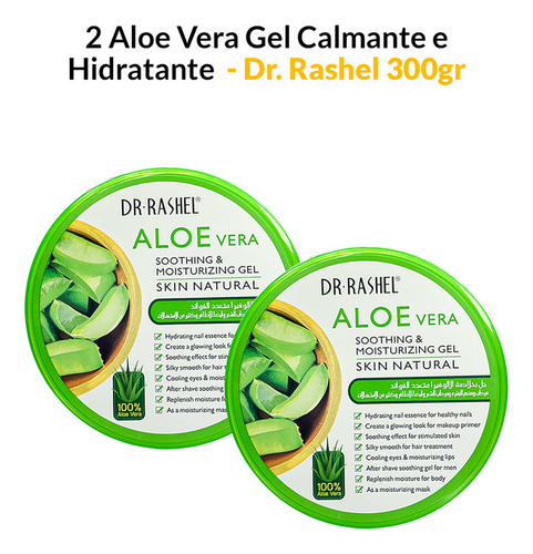 2 Aloe Vera Gel Calmante E Hidratante 300gr  Dr. Rashel