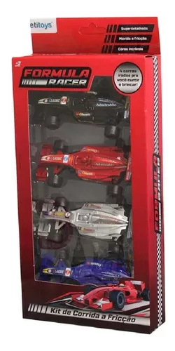 Kit 4 Carrinho Corrida Fórmula 1 Plástico Brinquedo Super F1