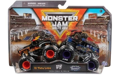 Doble Monster Jam El Toro Loco Vs Son Uva Digger Metal 1:64 