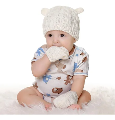 Fynnsure Conjunto De Guantes De Gorro De Beb, Guantes Suaves