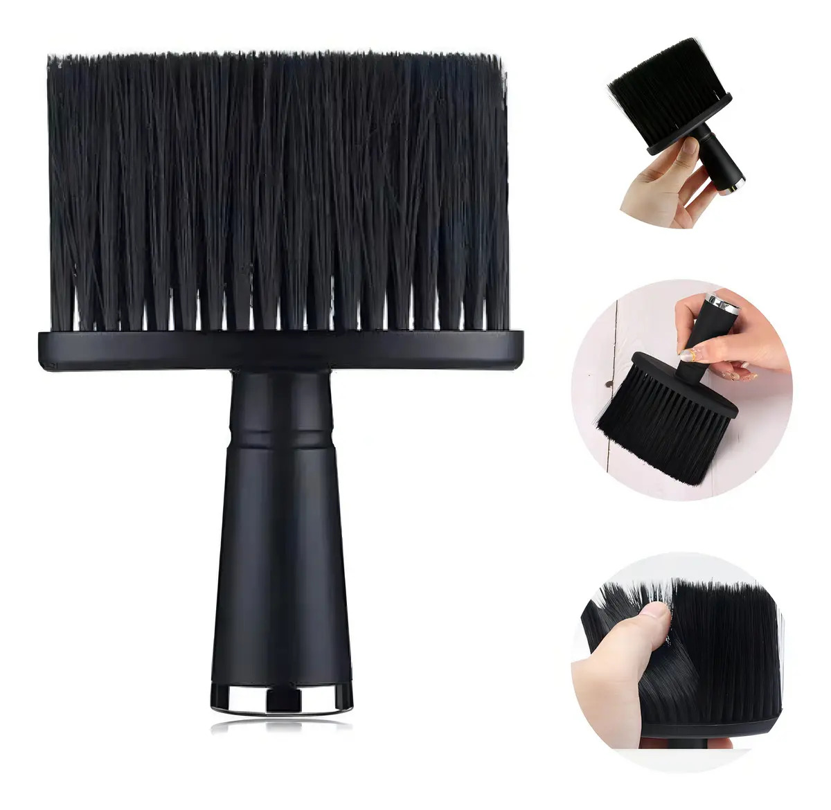 Espanador Profissional Jass Hair Cabeleireiro Barba Cerdas Sintéticas Preto