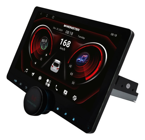 Estéreo Monster 10plg Auto 1 Din Carplay Android Wi-fi Dsp Negro