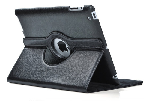 Estuche Cuero Soporte Giratorio 360 Grado Negro Para iPad 2