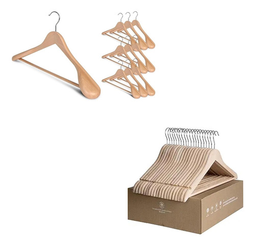 Perchas De Madera De Hombro Extra Anchas Con Perchero