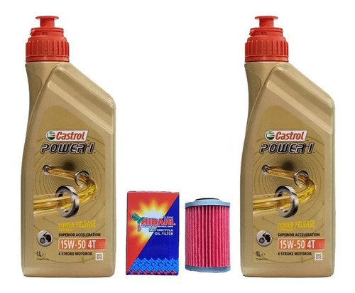 Kit 2lt Castrol Sintetico 15w50 + Filtro Ktm/bajaj/husqvarna