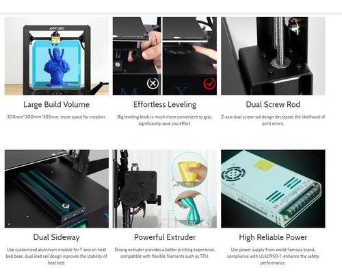 Impresora 3d Anycubic Mega X 30x30x30cm Y 1kg Pla Cmprodemaq