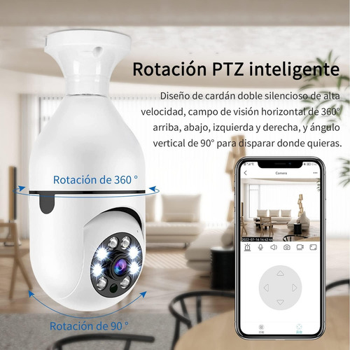Cámara De Seguridad Wifi 360° 1080p E27 Con Vista De Alarma