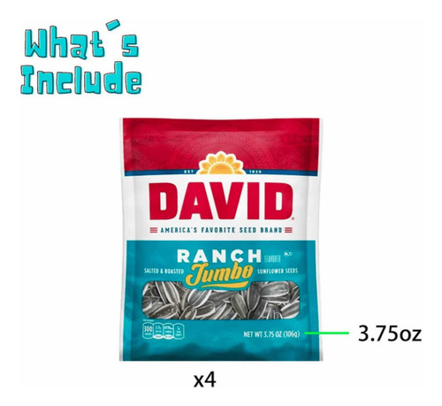 Semillas De Girasol David Ranch (4 Paquetes De 106g C/u)