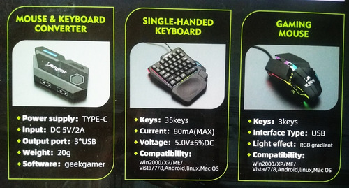 Adaptador De Mouse Y Teclado Para Juegos En Celular Andr/ios