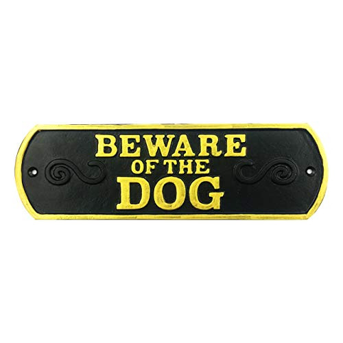 Cast Iron Beware Of The Dog Sign, Rustic Gate Plaque In...