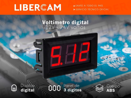 Imagen 3 de 10 de Voltimetro De Panel Digital 3 Digitos 12v - 24v De 3 Cables