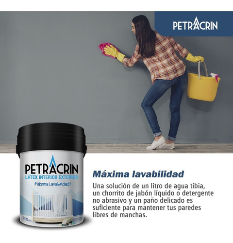 Imagen 3 de 8 de Pintura Latex Lavable Color Blanca 20 Litros Petracrin +