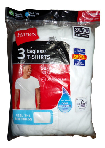 Camisetas Blancas Interior Hombres Cuello 0 Talla 3x Hanes