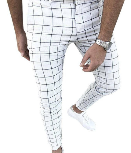 Pantalones Pitillo A Cuadros De Vestir Formal Para Hombre