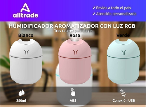 Humidificador Aromatizador De Ambientes Luz Led Usb 250ml