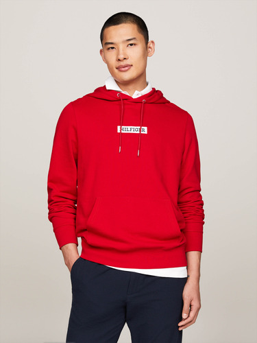 Sudadera Roja Con Logo Monotype Tommy Hilfiger Hombre