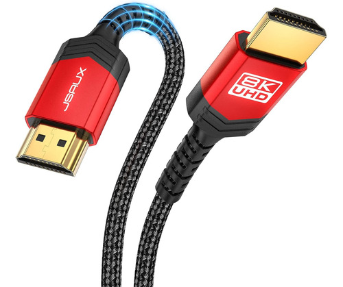 Cable Hdmi Jsaux, Largo De 1 M, 48 Gbps, 8k, Rojo