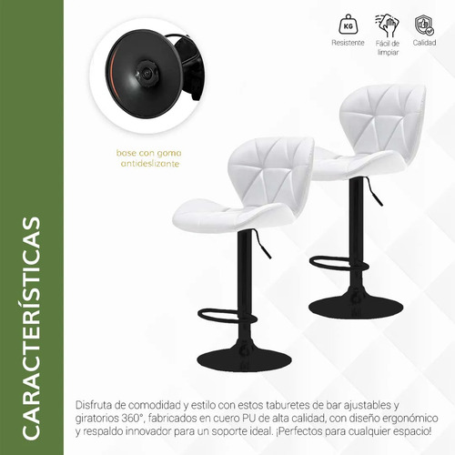 Set 2 Bancos De Cocina Barra Silla Taburete Capitonado Alto Acolchado Color Blanco
