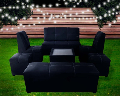 Sala Lounge Minimalista Moderna Puff Sillones Color Blanco