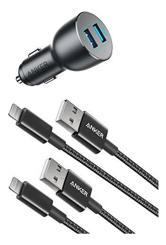 Cargador De Carro Anker Puerto Usb Dual 36w Y Cable