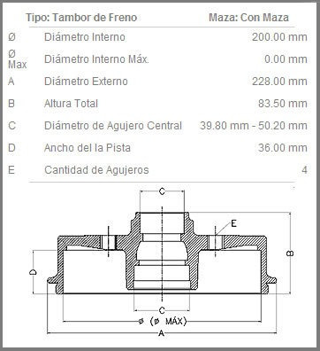 Campana De Freno Trasera  Fremax Chevrolet Classic 1.4 L 201