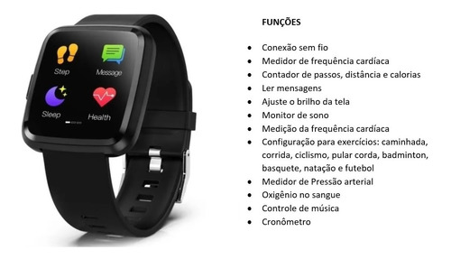 Relogio Smartwatch Ios Android C/ Medidor Pressão 32mb Tedge