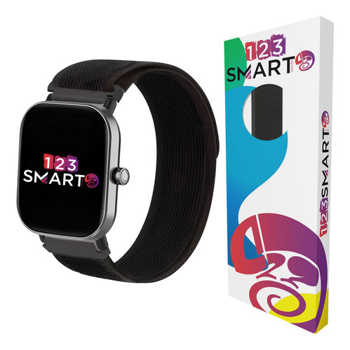 Pulseira De Nylon Auto Aderente 20mm Marca 123smart Para Amazfit Gts 4 Gts 3 Gts 2 Gts 1 Gts4 Mini Gts2 Mini Bip U Bip S Bip 3 Bip Lite Gtr Mini Gtr 42mm Huawei Gt 2 3 Gt 4 42mm - Preto