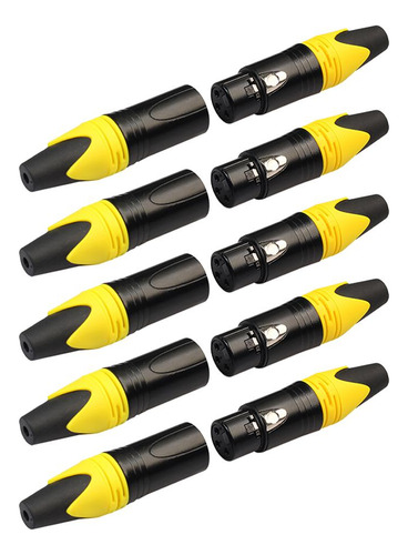 2 X 5 Pares Conector Xlr , Macho Y Hembra Amarillo