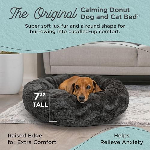 Cama Donut De Lujo Para Mascotas, Color Visón Carbón
