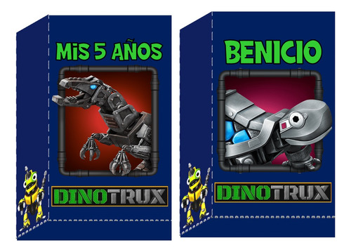 10 Bolsitas Golosineras Personaliza Cierrabolsas Dinotrux 