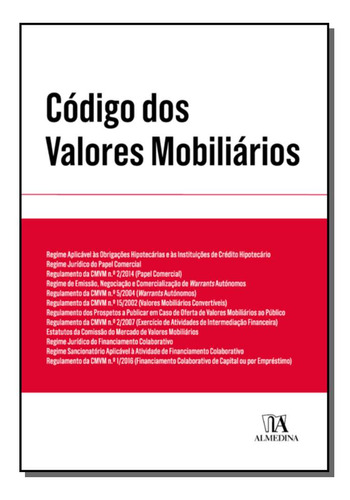 Libro Codigo Dos Valores Mobiliarios 2019 De Almedina Almed