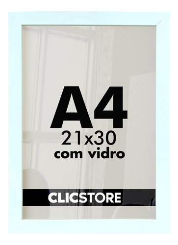 Kit 4 Moldura A4 Quadro 21x30 Certificado Vidro Diploma Sala Cor Branco