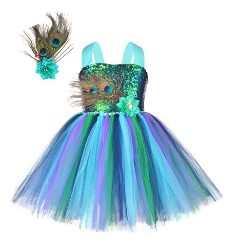 Vestido De Princesa Con Forma De Pavo Real Para Niña, Falda