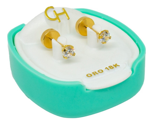 Aros Abridores De Oro 18 K Ch Grifas Strass Blanco  Art 181