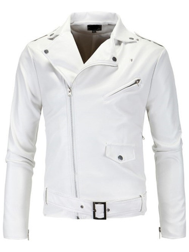 Chaqueta Biker Slim Fit De Hombre Con Cremallera Diagonal