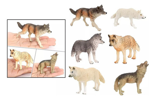 Juego De 6 Juguetes Modelo Lobo Animal Salvaje Para Niños