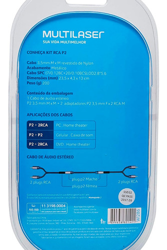 Imagem 3 de 3 de Cabo Hdmi 1.4 20m + Cabo Áudio Nylon + 2 Adaptadores 2rca