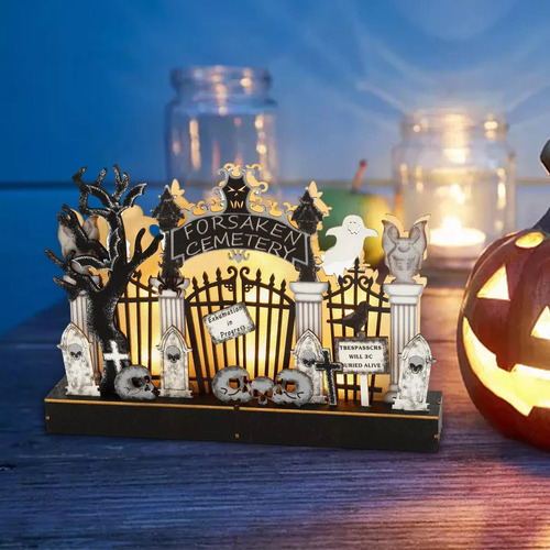 Adornos De Madera Para Halloween, Decoración De Mesa
